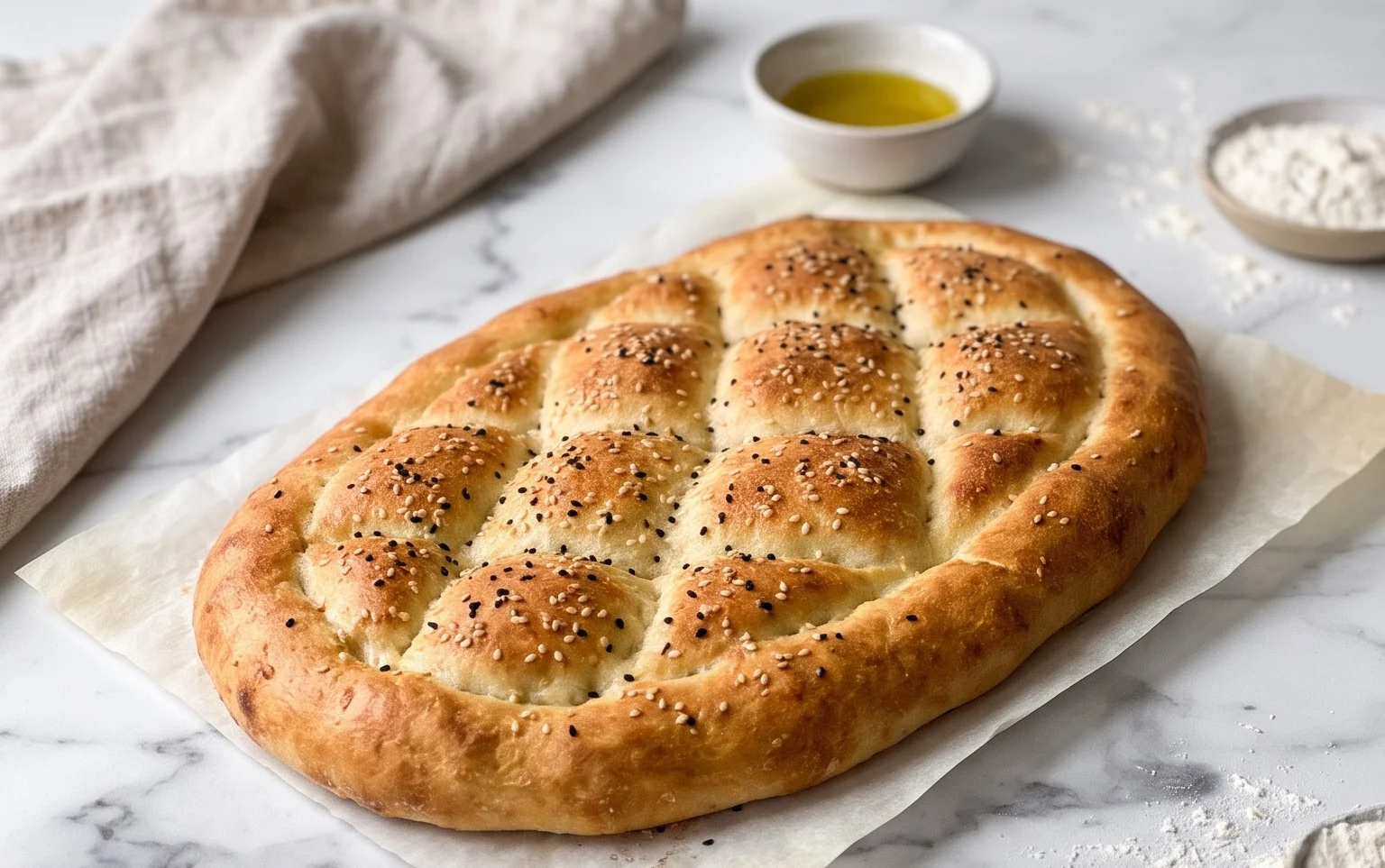 Fluffy Turkish Bread (Pide Bread)